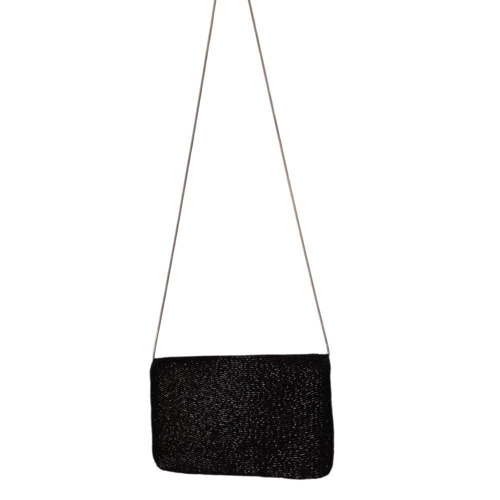 Elegant Black Beaded Women's Small  Shoulder Bag Vintage - Picture 9 of 9